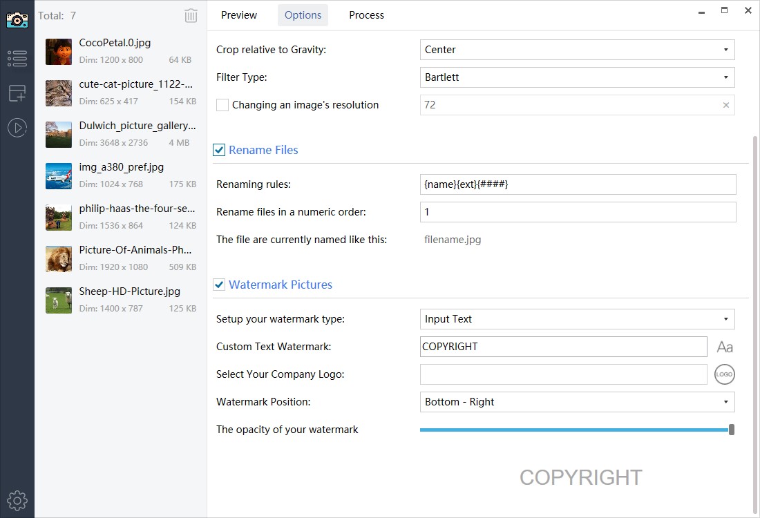 photo batch commands to save imkages for web